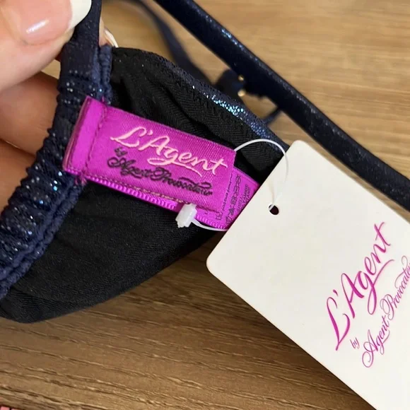 NEW L’Agent by Agent Provocateur Sevilla metallic blue string bikini size small - Picture 6 of 7